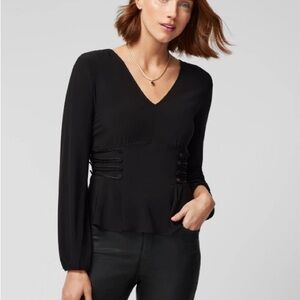 WHBM Black Peplum Blouse Size Large NWT